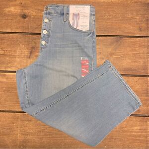 SkinnyGirl Jeans Size 14 High Rise Button Front Cropped Wide Leg NWT